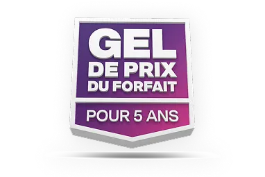Un badge qui indique « GEL DE PRIX DU FORFAIT POUR 5 ANS ».