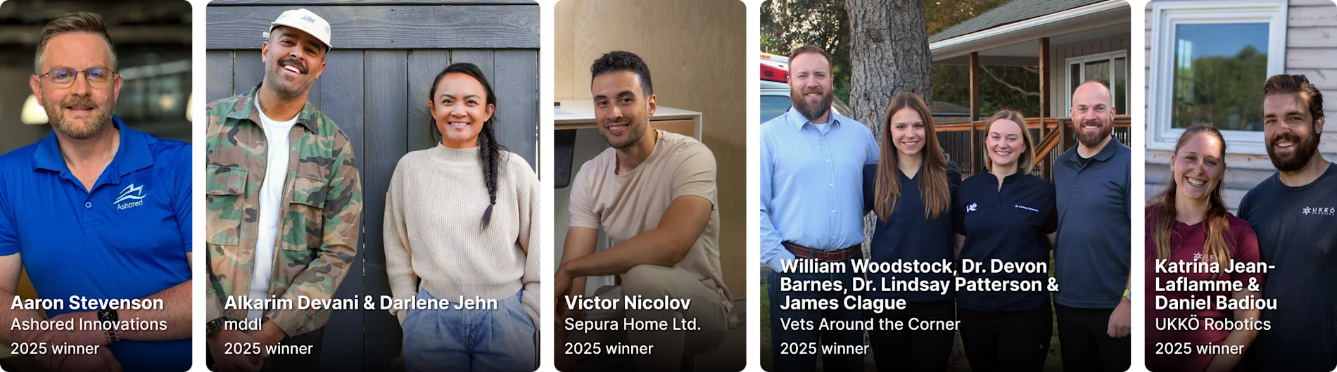 Collage of 2025 Stand With Owners contest winners, showcasing diverse Canadian small business owners across industries.