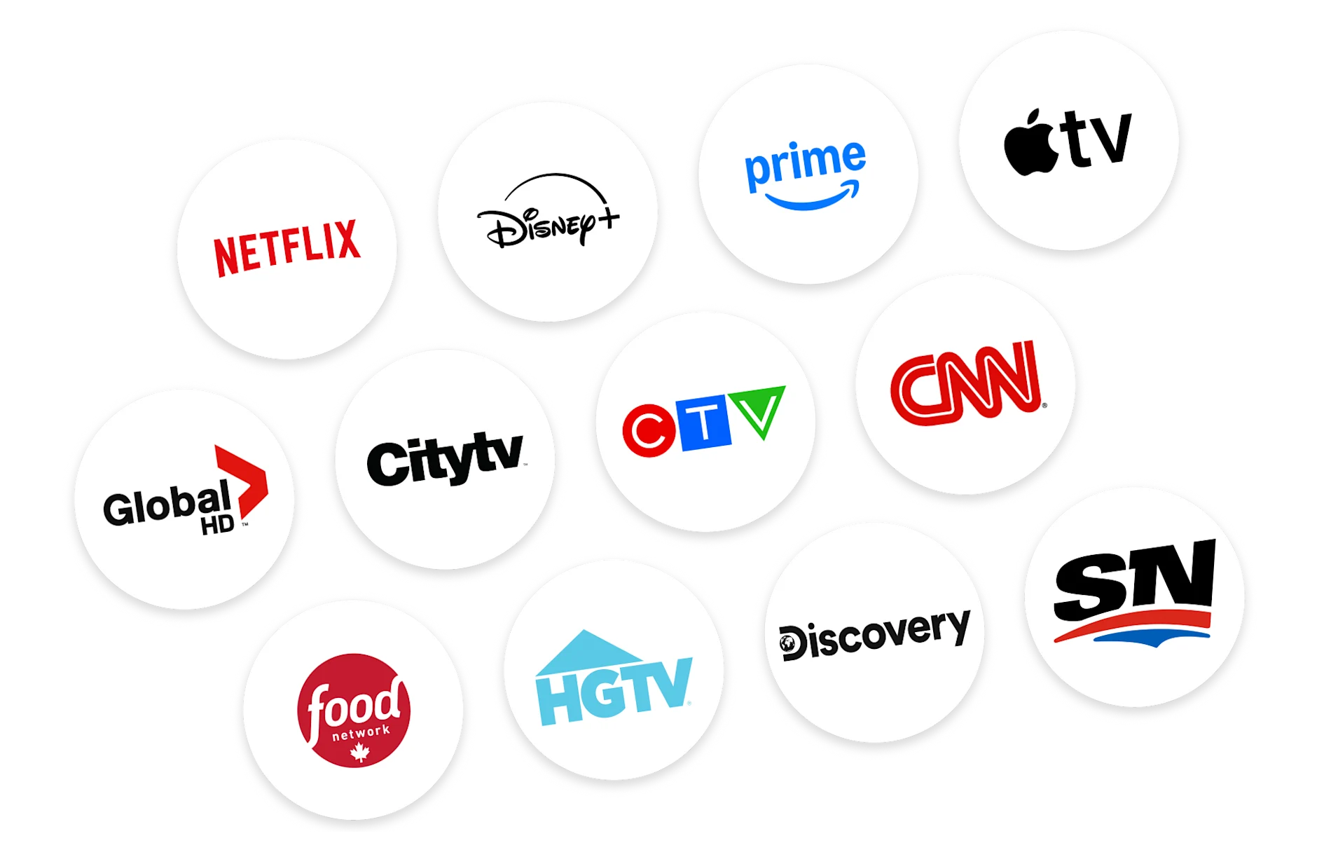 Various streaming channel logos.