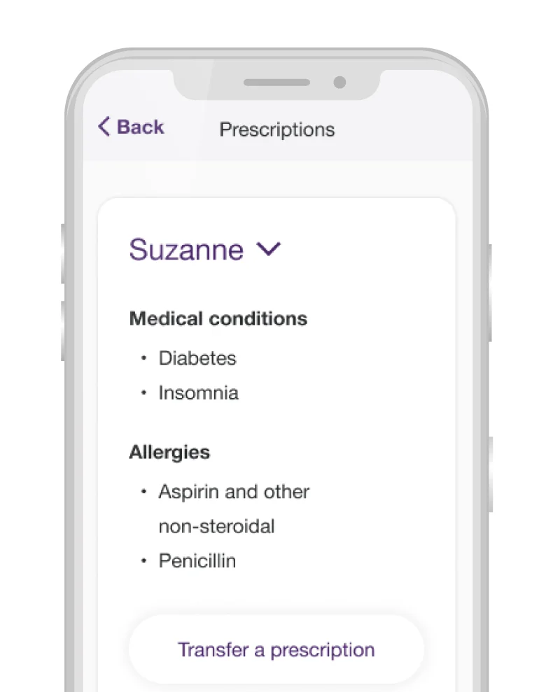 A smartphone showcasing a convenient solution for managing prescriptions through the free TELUS Health Virtual Pharmacy app.