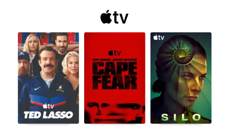 Three posters: Ted Lasso, Cape Fear and Silo.