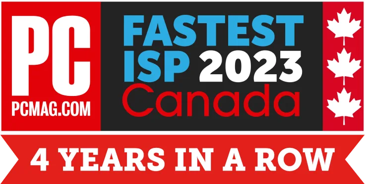 A banner that reads PCMag.com Fastest ISP 2023 Canada.