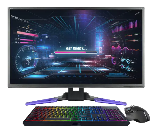 A gaming computer with keyboard and mouse.