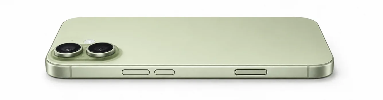 A close-up view of a light purple iPhone.