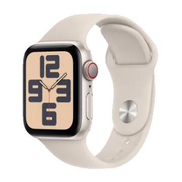 Apple Watch SE in Starlight Aluminium case with sport band