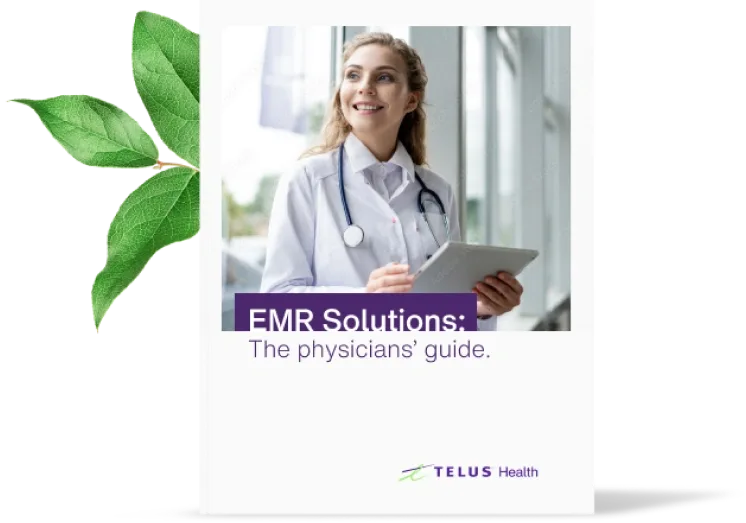 a book cover titled EMR Solutions: The Physician's guide.