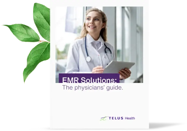 a book cover titled EMR Solutions: The Physician's guide.