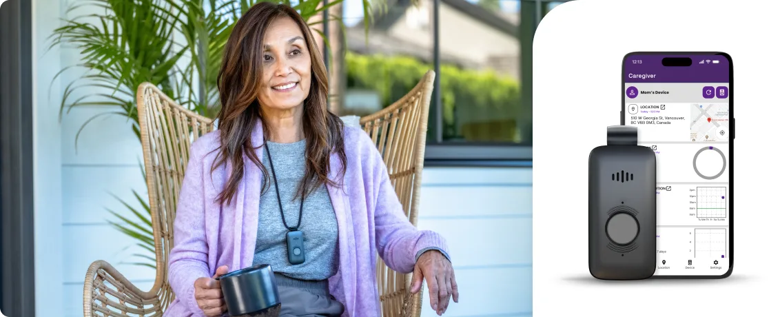 Woman and older man wearing LivingWell Companion ™ Home
