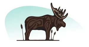 Artwork of a moose symbolizing strength, resilience and adaptability, associated with wisdom and endurance.