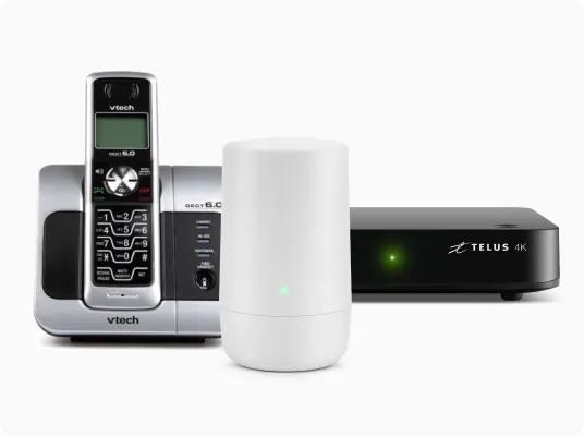 A home phone, an Optik TV PVR and a WiFi router.