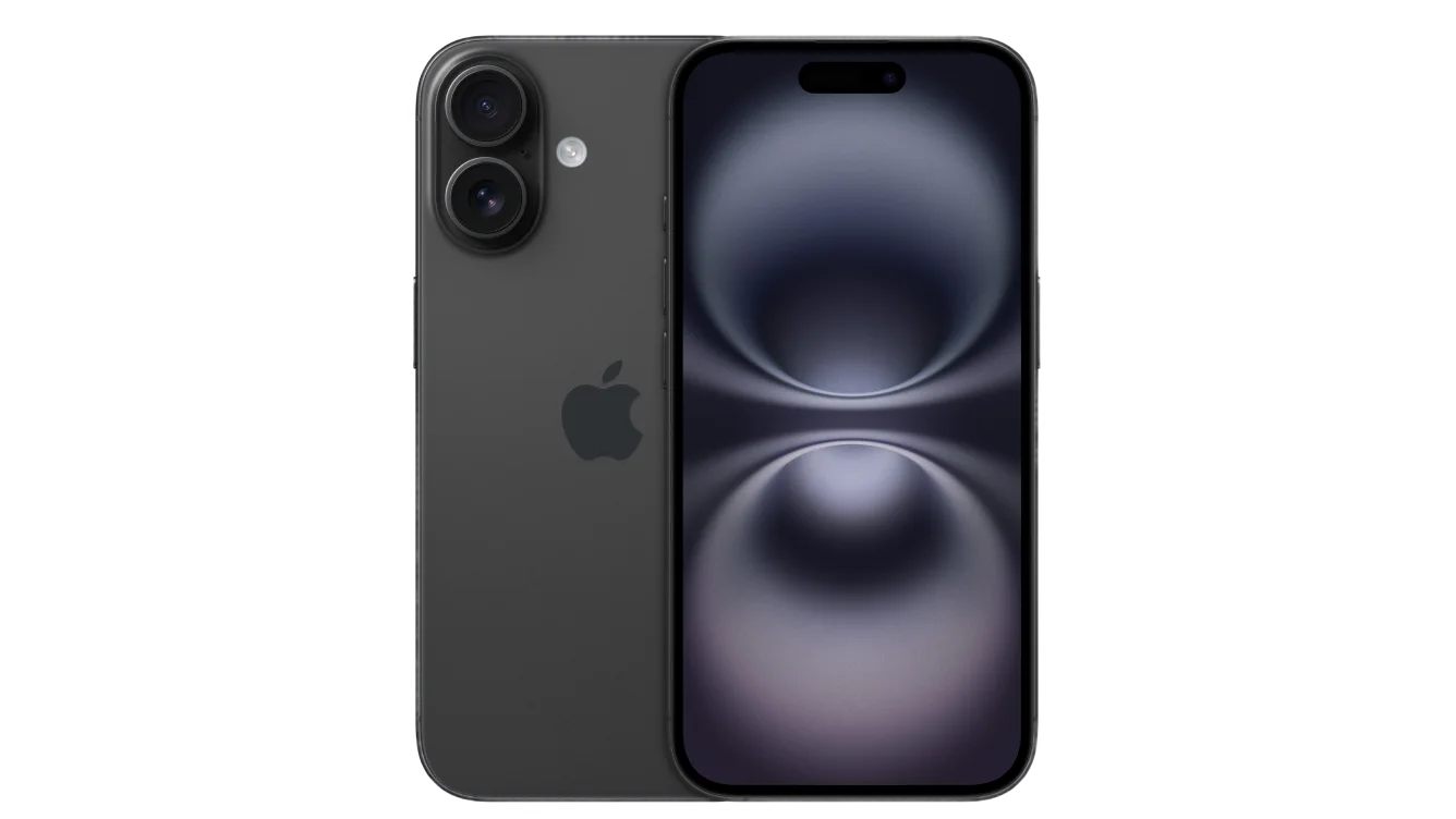 Front and back views of the iPhone 16.