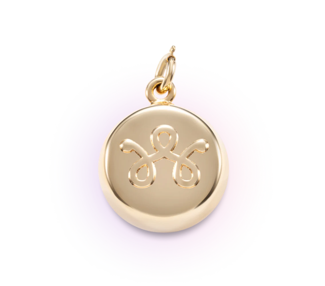 A gold SmartWear Security Charm.
