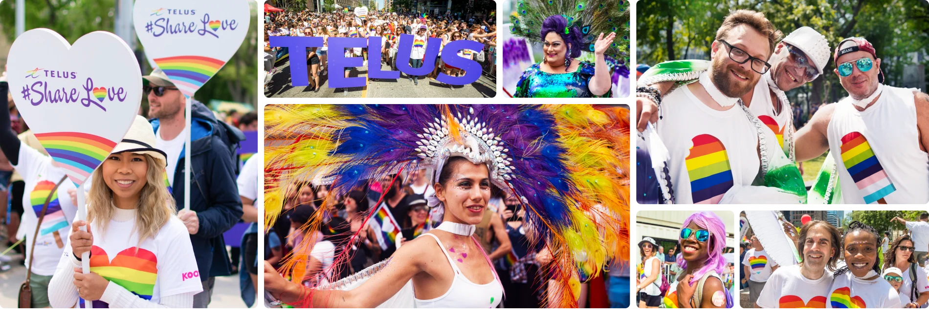 A collage of images of people attending Pride parades