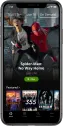 A smart phone showing a preview of Spiderman on the TELUS TV+ App.