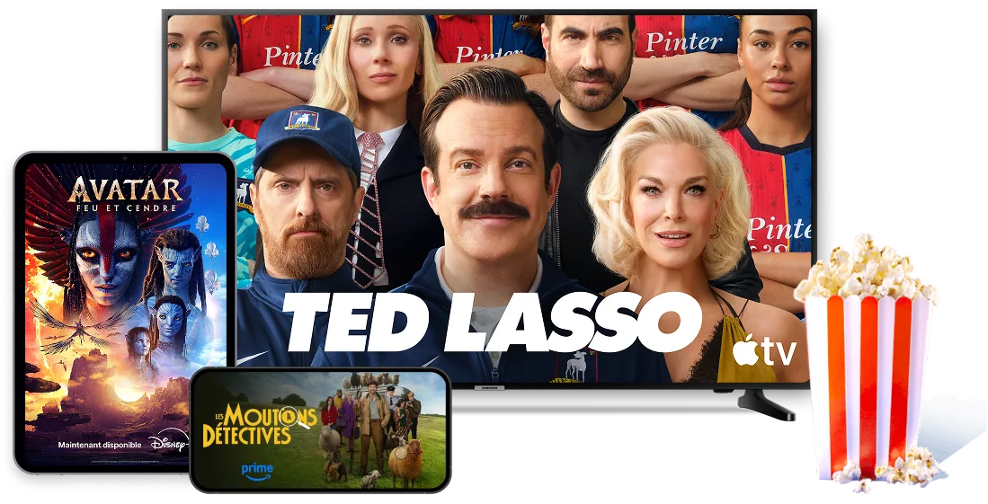 Des films et des séries de Netflix, Disney+ et Amazon Prime sont diffusés.