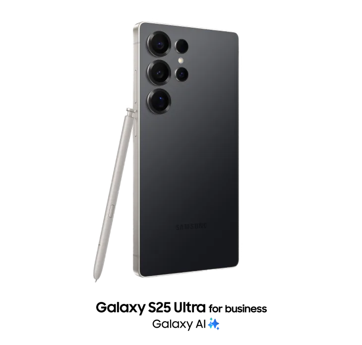 Samsung devices arranged neatly: A smartphone, a smartwatch and a pair of wireless headphones in a case.