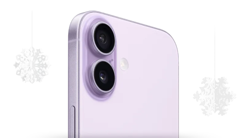 La vue arrière du iPhone 17 en couleur lavande.