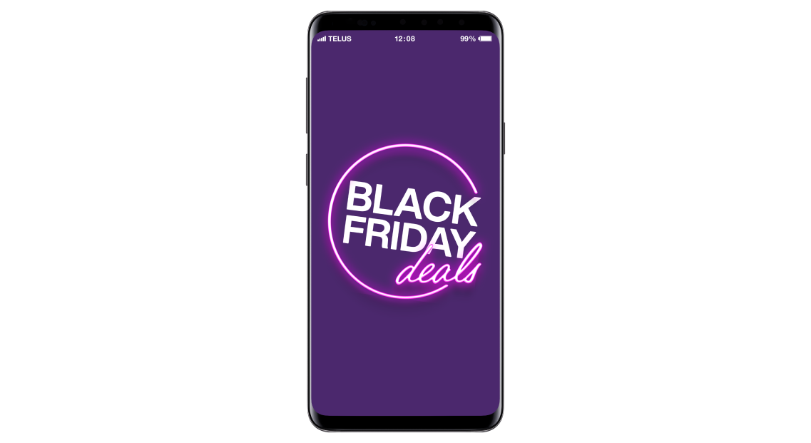 Black Friday Deals callout displayed on a smartphone screen