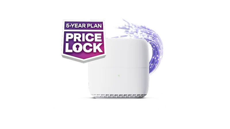 A TELUS modem next to the 5-Year Plan Price Lock badge.