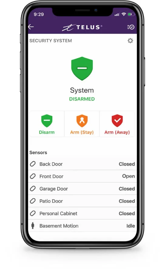 Smartphone screen displaying 3 seperate camera feeds inside a residential home