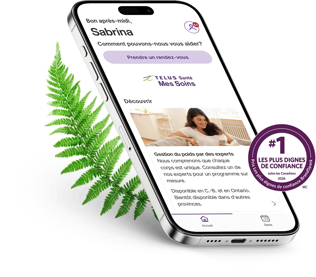 Smartphone affichant l’écran d’accueil de l’application MyCare