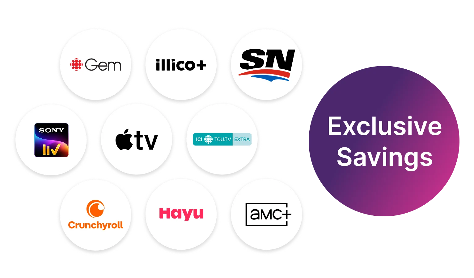 Exclusive savings with Stream+ on services like Apple TV+, AMC+, Crunchyroll and more.