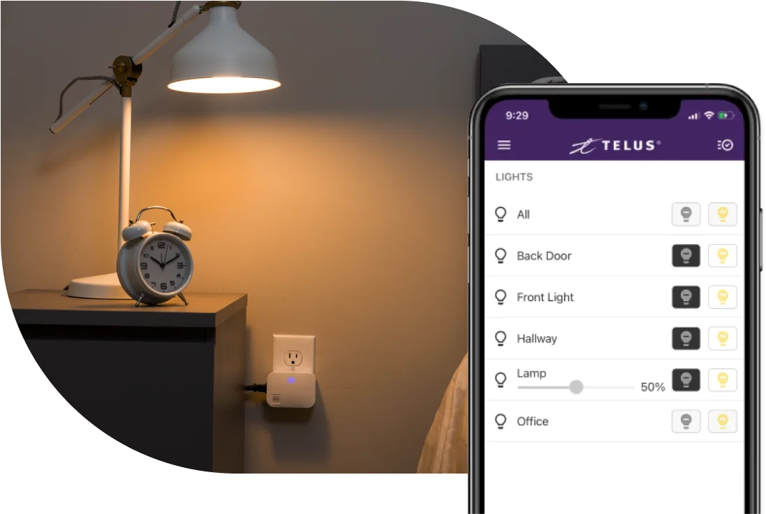 Lighting in a home controlled by the SmartHome app.