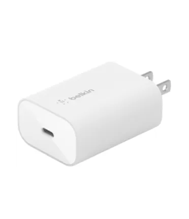 Angled view of Belkin Boost Charge 25W USB-C PD Wall Charger