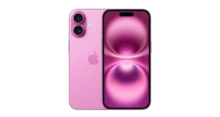 Front and back view of the iPhone 16 Plus in Pink