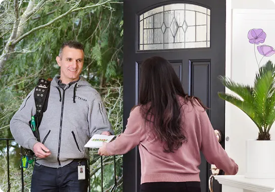 An image showing a TELUS tech visits a customer at home.