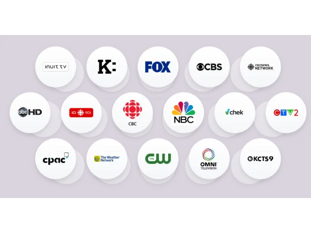 Logos for over 38 channels available in the Live TV core channels 