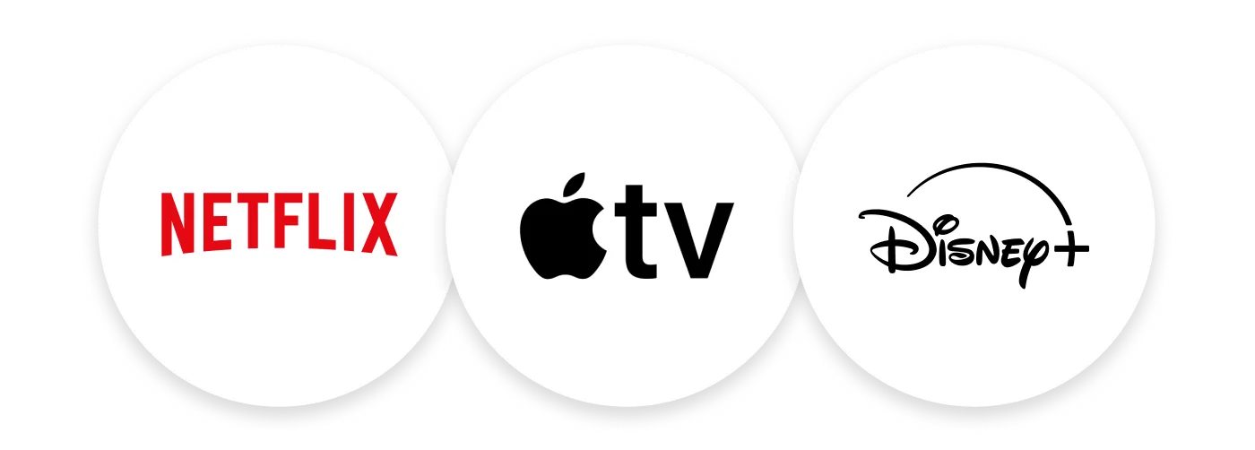 An image showing Netflix, Apple TV and Disney+.