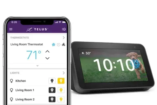 TELUS smart home mobile app working with Amazon Alexa.