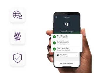 A mobile phone screen shows the TELUS Online Security app, with icons illustrating app functions.