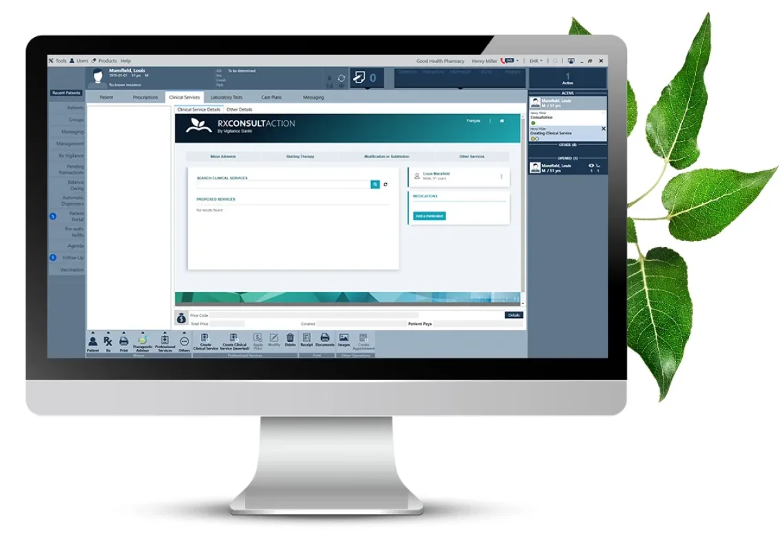 a computer monitor showing the Ubik pharmacy management software interface.