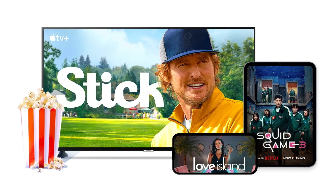 Movies and series from Netflix, Disney+ and Amazon Prime are shown.