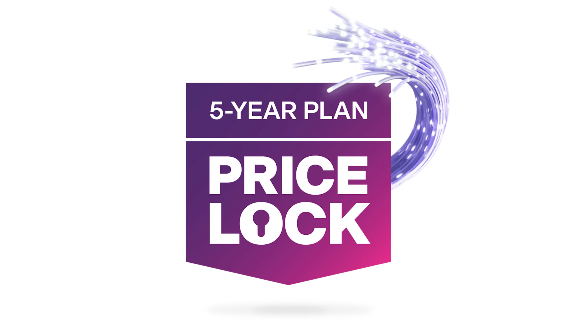 An image featuring the TELUS 5-year Internet rate plan price lock logo in a purple and pink gradient banner.