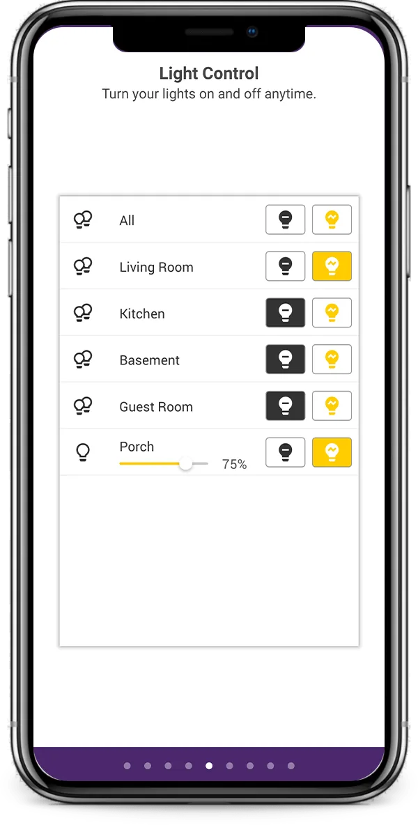 SmartHome App light control screen