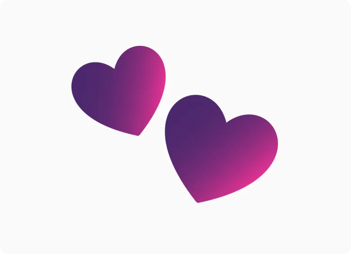  Two purple gradient hearts.