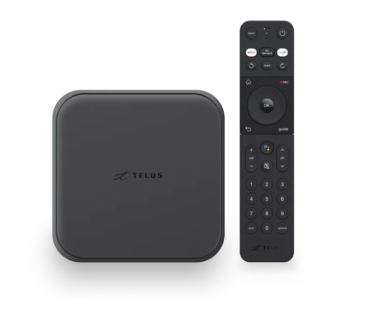 TELUS TV Digital box and Optik TV remote control.