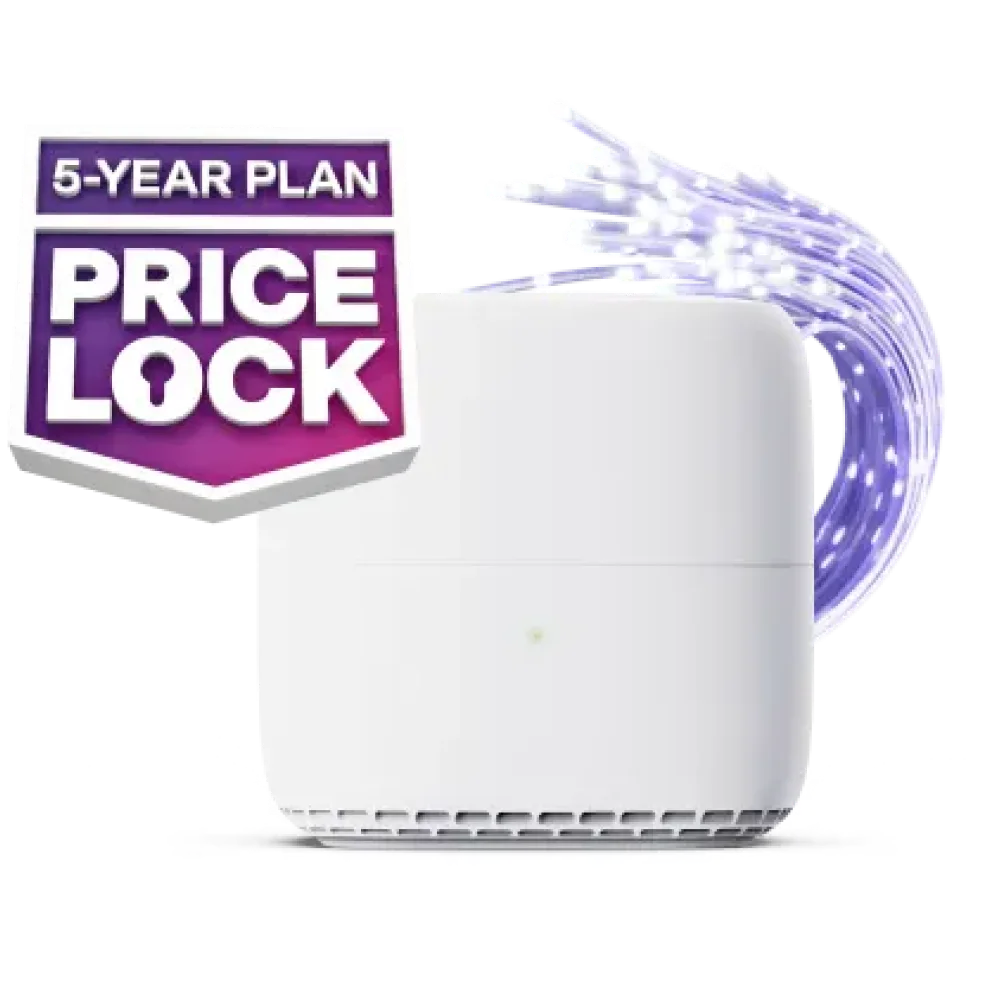 A TELUS modem next to the 5-Year Plan Price Lock badge.