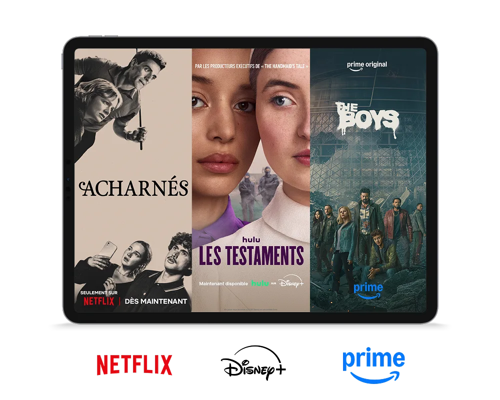 Tablette affichant les affiches de Acharnés, Les Testaments et Les Boys.