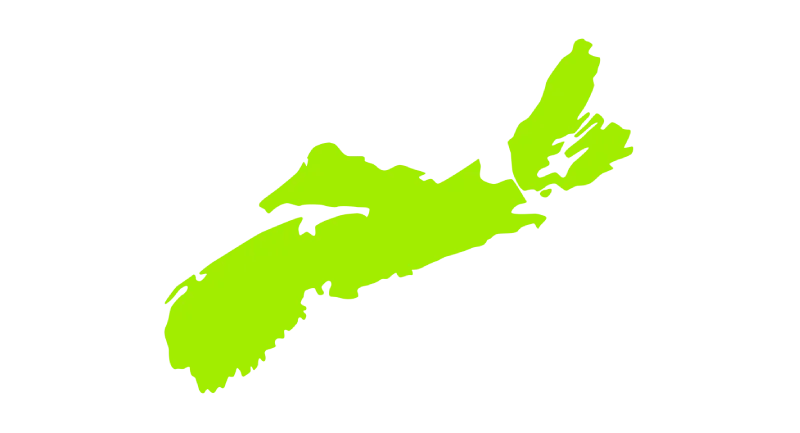 A simplified map of Nova Scotia is shown.