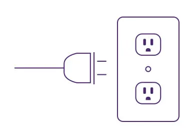 Branchement de la fiche électrique du terminal de téléphonie résidentielle mobile dans une prise de courant.