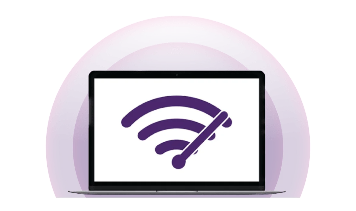 A laptop screen displaying a high speed wifi icon marks the Back to Business Event.