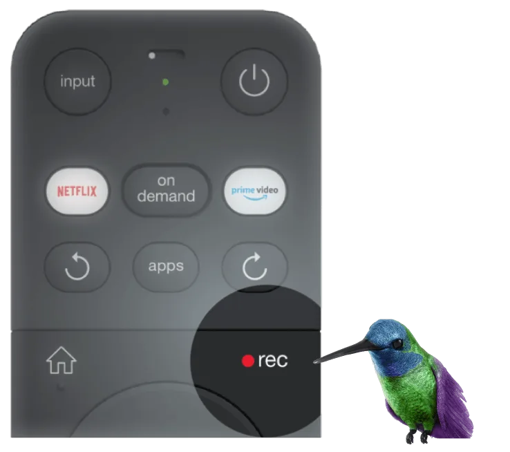 The new improved TELUS remote with the record button highlighted