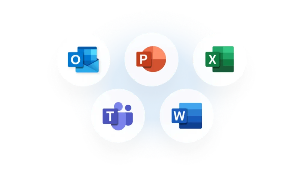 Logos of Microsoft 365 programs.