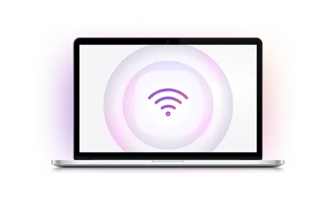 A laptop with a wifi signal