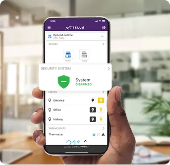 A phone with the TELUS Secure app opened.
