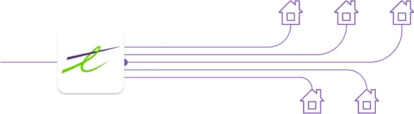 A diagram illustrates the TELUS dedicated connection by showing individual lines connecting homes directly to the telus server.